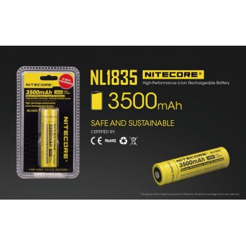 Аккумулятор NiteCore Li-ion 18650 NL1835 1BL  (3.7V  3500 mAh  12.6Wh)  (Код: УТ000035736)