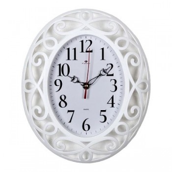 Часы настенные Рубин 3126-003 (10) овал 31х26 см, корпус белый "Классика" (Код: УТ000021644)