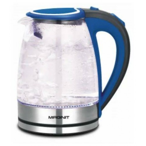 Чайник Magnit RMK-3701 стекло, синий корпус 2л (Код: УТ000022898)