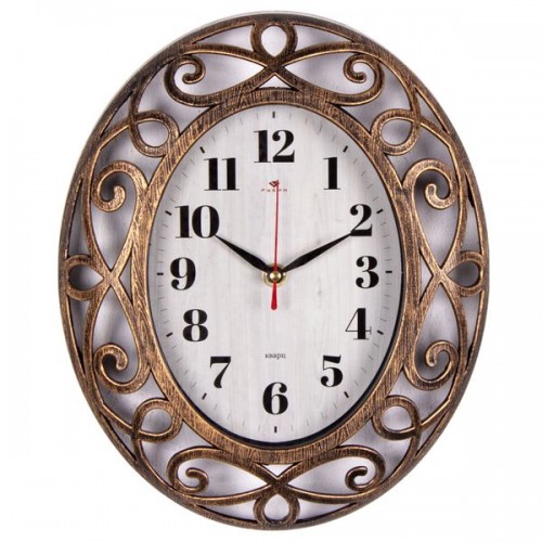 Часы настенные Рубин 3126-008 (10) овал 31х26 см, корпус черный с