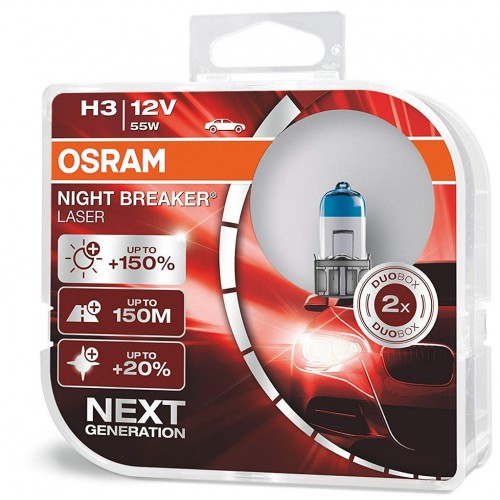 Галогеновая лампа Osram H3 (55W 12V) Night Breaker Laser (Duobox)