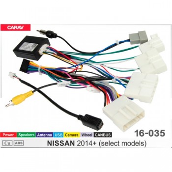 Переходник ISO CarAv 16-035 NISSAN 2014+ (выборочные модели) / Питание + Динамики + Антенна + Камера + Руль + USB + CANBUS  (Код: УТ000020324)