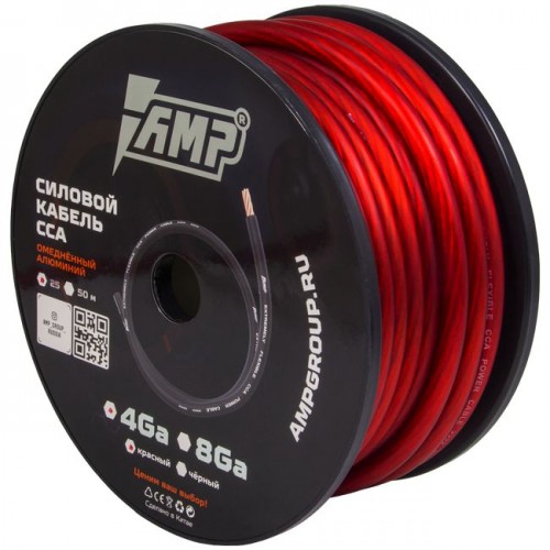 Силовой кабель AMP MASS 4Ga CCA Extremely flexible Красный (25м) 