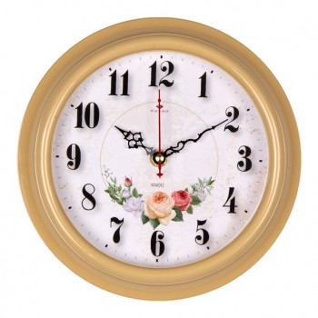 Часы настенные Рубин 2121-006 (10) круг d=21см, корпус бежевый "Розы" (Код: УТ000021422)