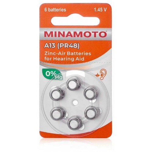 Элемент питания Minamoto  ZA13  (PR48)  6BL ( Для слуховых аппара