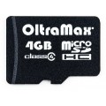 Карта памяти OltraMax 4GB microSDHC Class4 без адаптера SD (Код: УТ000031310)