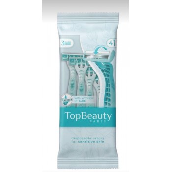 Toptech Beauty  Набор 4 бритв с вращающеися головкой (3 лезвия, полоска Алое) TB-3004 (Код: УТ000028640)