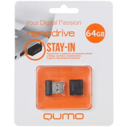 USB Flash накопитель Qumo Nano 64GB Nano чёрный (Код: УТ000008356...