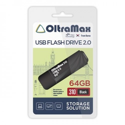 USB флэш-накопитель OltraMax 64GB 310 Black 2.0 (Код: УТ000035429