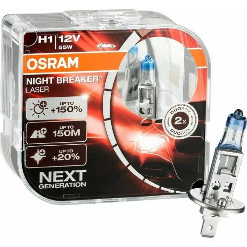 Галогеновая лампа Osram H1 (55W 12V) Night Breaker Laser (Duobox)
