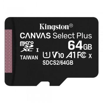 Карта памяти Kingston Class 10 Canvas Select Plus A1 64GB (100 Mb/s) без адаптера (Код: УТ000019329)