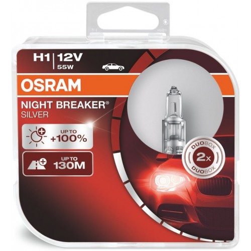 Галогеновая лампа Osram H1 (55W 12V) Night Breaker Silver (Duobox
