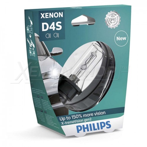 Ксеноновая лампа Philips D4S 5500K X-treme Vision (1шт) (Код: УТ0