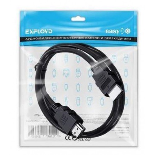 Кабель/Exployd/HDMI-HDMI/V2.0/4K 60Hz/круглый/чёрный/1М/Easy/EX-K