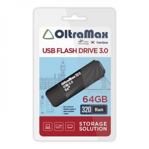 USB флэш-накопитель OltraMax 64GB 320 Black 3.0 (Код: УТ000035433