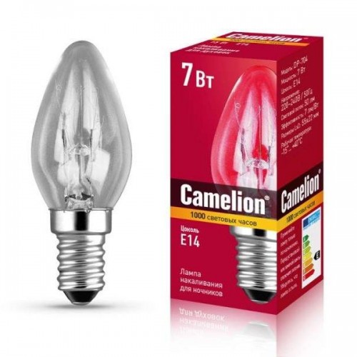 Лампа накаливания MIC Camelion 7/P/CL/E14 (для ночников, прозрачн