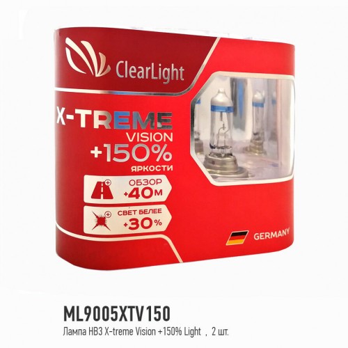 Галогеновая лампа Clearlight HB3 12V-60W X-treme Vision +150% Lig