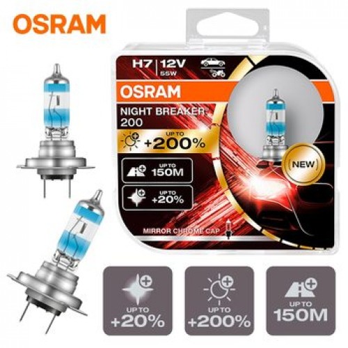Галогеновая лампа Osram H7 (55W 12V) Night Breaker +200% (Duobox)