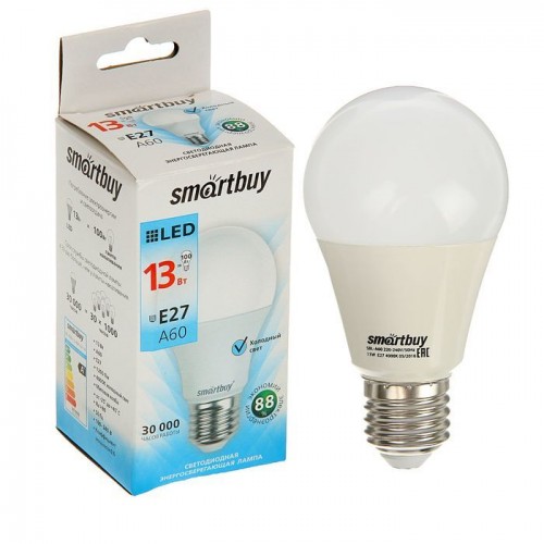 Лампа светодиодная Smartbuy A60 13Вт 220V 4000K E27 10 pcs (нейтр
