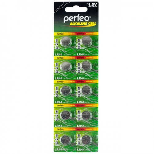 Элемент питания Perfeo LR44 10 BL Alkaline Cell 357A AG13 (Код: У...