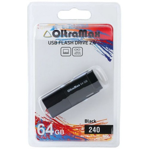 USB флэш-накопитель OltraMax 64GB 240 Black (Код: УТ000029116)