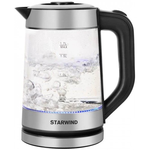 Чайник Starwind SKG3081 (1,7л,1,7кВт,стекло,сер/черн) (Код: УТ000
