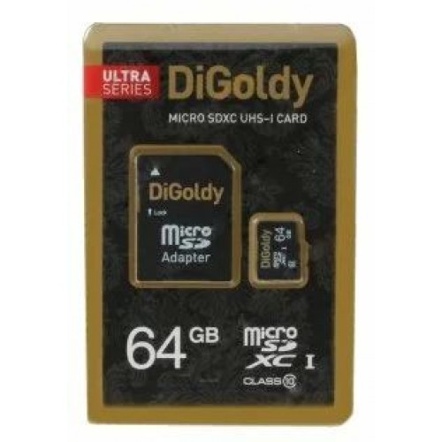 Карта памяти DiGoldy 64GB microSDXC Class10 UHS-1 с адаптером SD