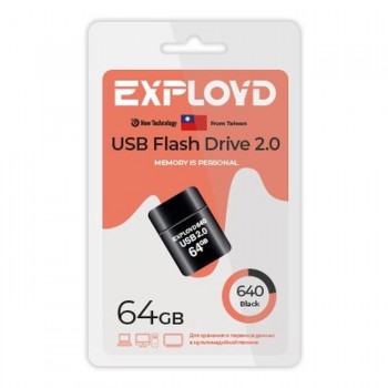 USB флэш-накопитель Exployd 64GB 640 Black 2.0 (Код: УТ000030430)