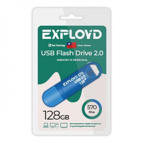 USB флэш-накопитель Exployd 128GB 570 Blue 2.0 (Код: УТ000036678)