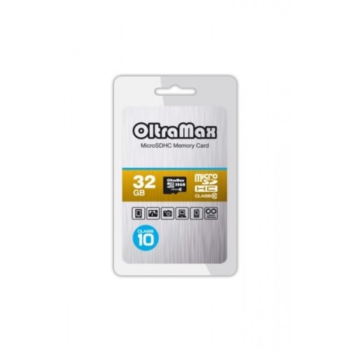 Карта памяти OltraMax 32GB microSDHC Class10 с адаптером SD (Код: