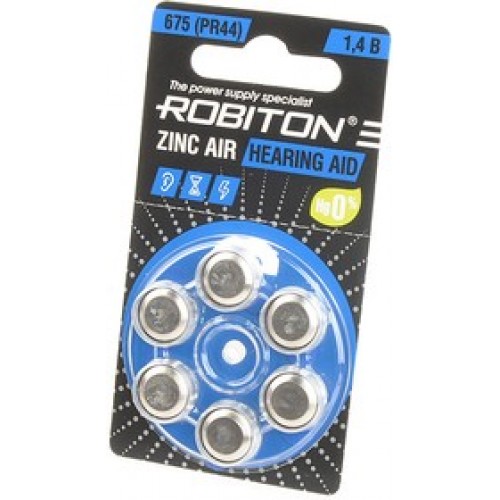 Элемент питания Robiton HEARING AID R-ZA675 6BL 675 PR44 DA675 V6
