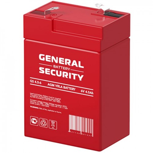 Аккумулятор GS 6В-4,5А 1 pcs GENERAL SECURITY  (Код: УТ000015746)...