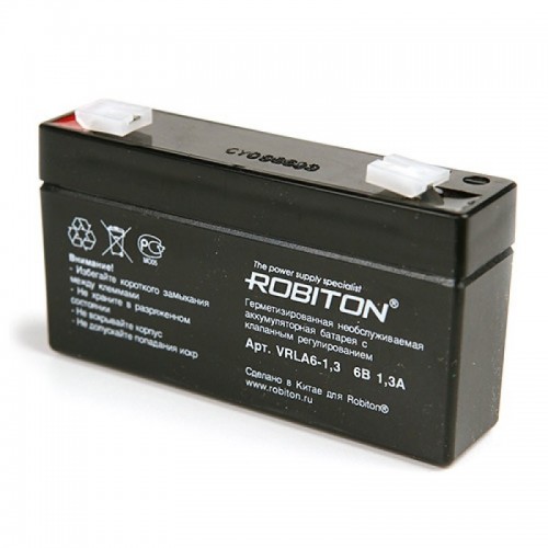 Аккумулятор Robiton VRLA 6-1.3 6V 1,3Ah 1 pcs  (Код: УТ000002894)