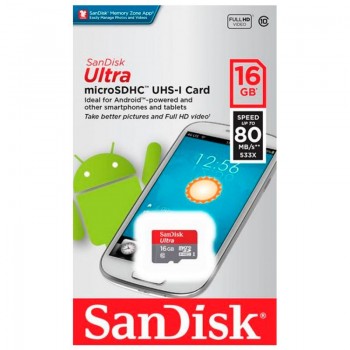 Карта памяти SanDisk 16GB Class 10 Class 10 Ultra Android UHS-I (80 Mb/s)