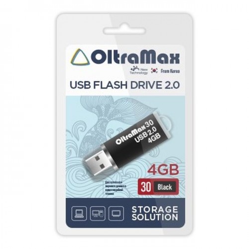 USB флэш-накопитель OltraMax 4GB 30 Black (Код: УТ000030423)