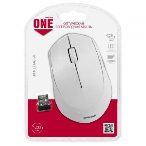Мышь Smartbuy ONE 333AG-W, белая,  беспроводная (Код: УТ000012124