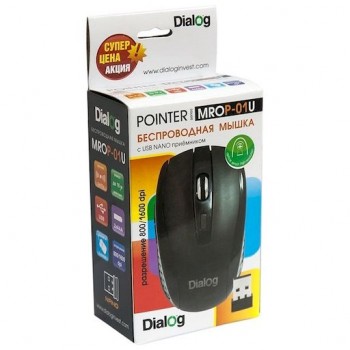 Мышь Dialog Pointer MROP-01U, черная, USB, беспроводная, RF 2.4G, 5 кн., + колесо прокрутки (1/40) (Код: УТ000015206)