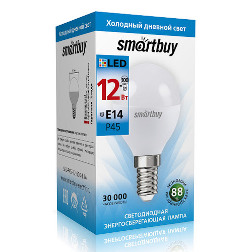 Лампа светодиодная Smartbuy P45 12Вт 4000K E14 10 pcs (нейтральны