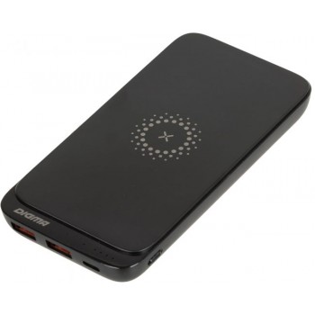 Мобильный аккумулятор Digma DGPQ10E 10000mAh 3A QC PD 20W 2xUSB беспроводная зарядка черный (DGPQ10E20PBK) (Код: УТ000031548)