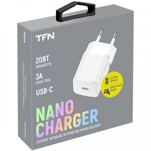 Зарядное устройство TFN TypeC, 20Вт, с кабелем Lightning Цвет:бел