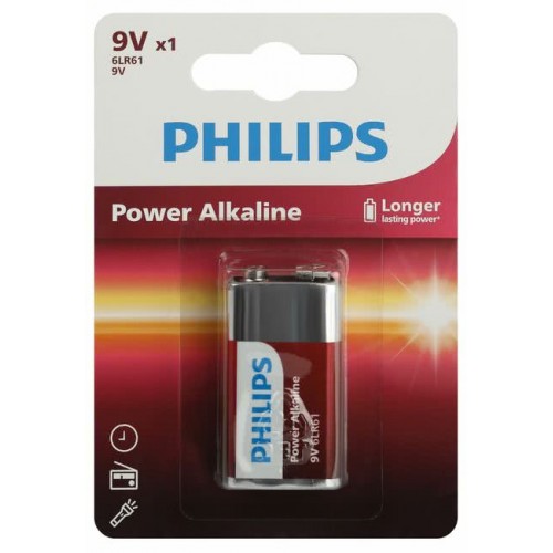 Элемент питания PHILIPS Power 6LR61/9V 1BL  (1/12/24/6240) (Код: ...