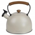 Чайник со свистком Willmark WTK-3694SS (2,8 л, со свистком, с крышкой,  ручка из дуба,кремов) (Код: УТ000031831)