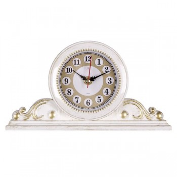 Часы настольные Рубин 2514-007 (10) 26х14 см, корпус белый с золотом "Классика" (Код: УТ000011916)