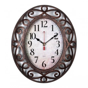 Часы настенные Рубин 3126-004 (10) овал 31х26 см, корпус черный с бронзой "Классика" (Код: УТ000011905)