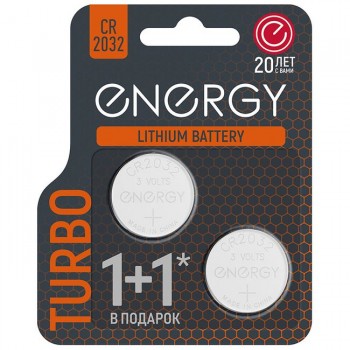 Элемент питания Energy Turbo CR2032 2BL (2/80/480) (Код: УТ000038488)