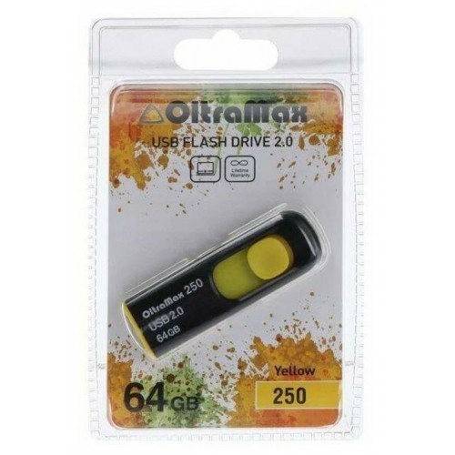 USB флэш-накопитель OltraMax 64GB 250 Yellow (Код: УТ000032250)