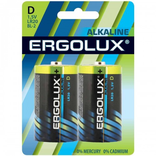 Элемент питания Ergolux LR20 Alkaline 2BL 12 / 96 (цена за 1 шт (...