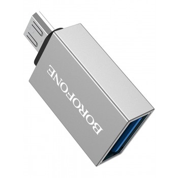 Переходник Borofone  BV2 Micro USB OTG Adapter Серый (Код: УТ000015755)