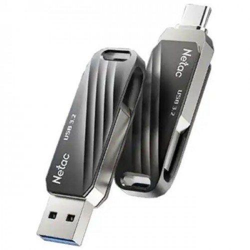 Флеш-накопитель USB 3.0  128GB  Netac  US11 Dual  чёрный/серебро 
