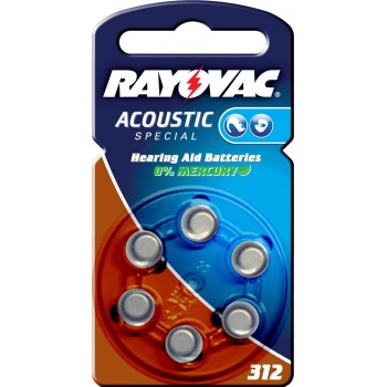 Элемент питания Ray-O-Vac ACOUSTIC Type 312 6BL (цена за 1 шт (не блистер) (Код: УТ000003681)